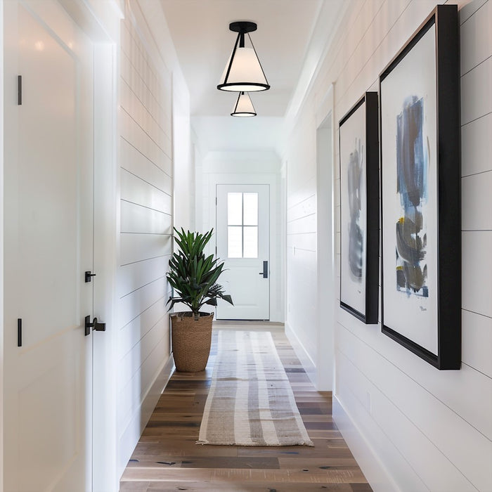 Crystorama Fulton 1 Light Semi Flush Mount, Black/White