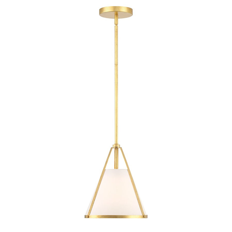 Crystorama Fulton 1 Light Pendant, Antique Gold/White