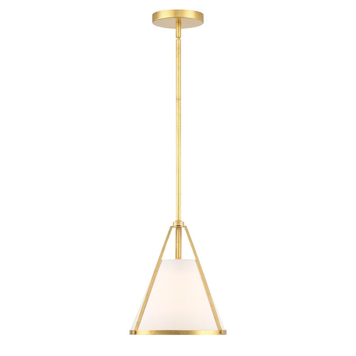 Crystorama Fulton 1 Light Mini Pendant, Antique Gold/White