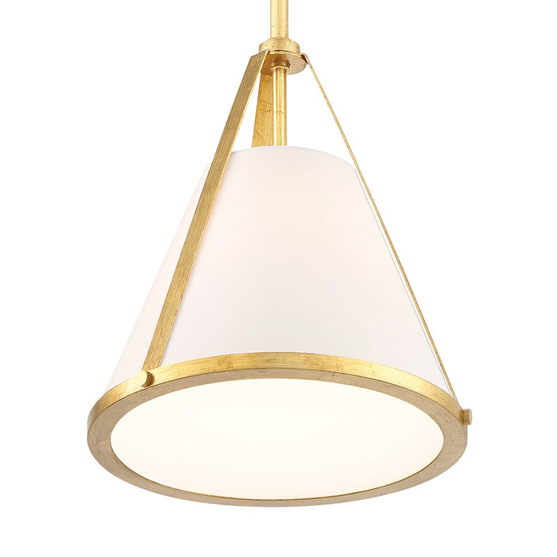 Crystorama Fulton 1 Light Mini Pendant, Antique Gold/White