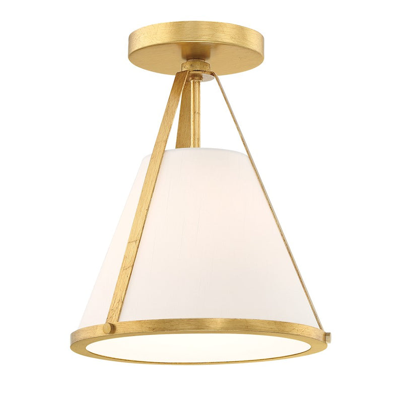 Crystorama Fulton 1 Light Flush/Semi Flush, Gold/White