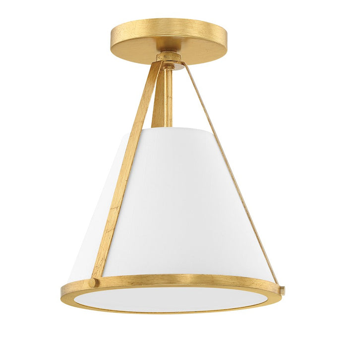 Crystorama Fulton 1 Light Flush/Semi Flush, Gold/White