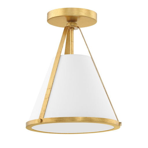 Crystorama Fulton 1 Light Semi Flush Mount, Gold/White