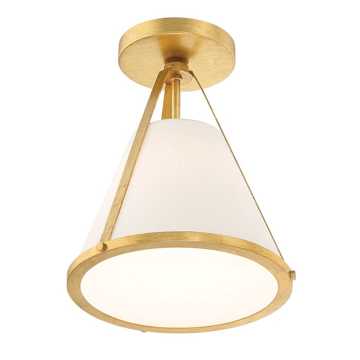 Crystorama Fulton 1 Light Flush/Semi Flush, Gold/White