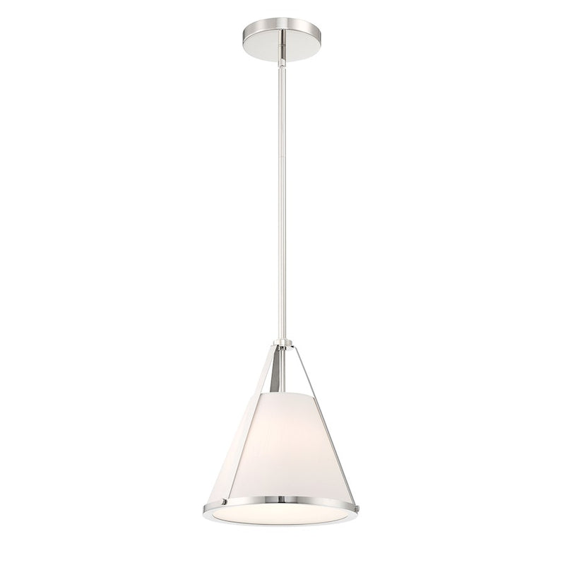 Crystorama Fulton 1 Light Pendant, Polished Nickel/White