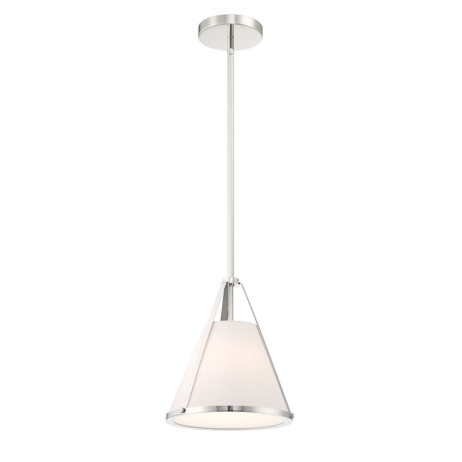 Crystorama Fulton 1 Light Mini Pendant, Polished Nickel/White - FUL-900-PN