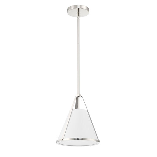 Crystorama Fulton 1 Light Mini Pendant, Polished Nickel/White