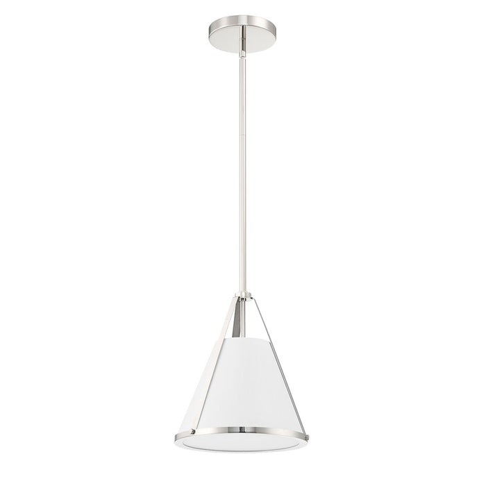 Crystorama Fulton 1 Light Pendant, Polished Nickel/White