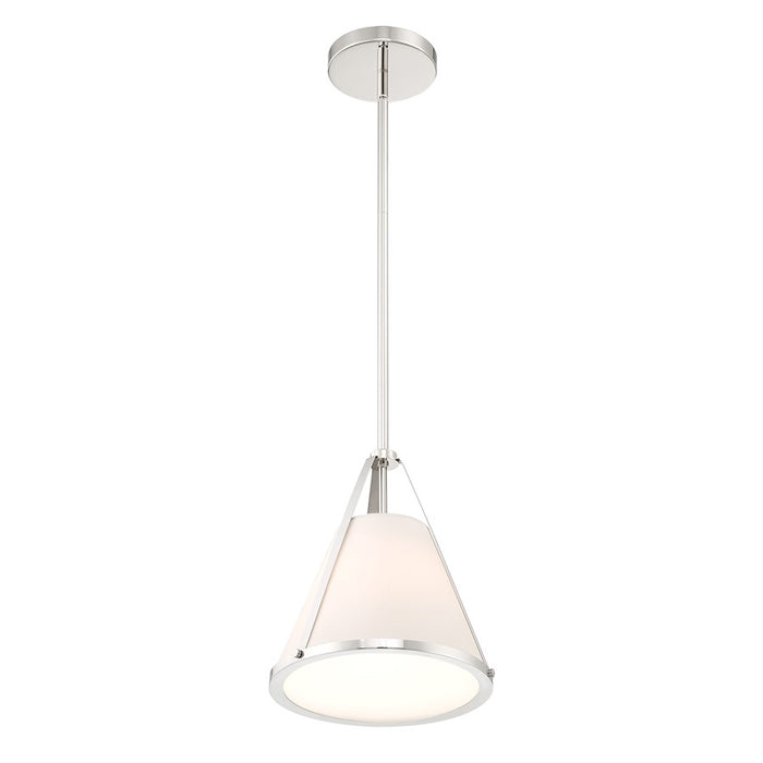 Crystorama Fulton 1 Light Mini Pendant, Polished Nickel/White