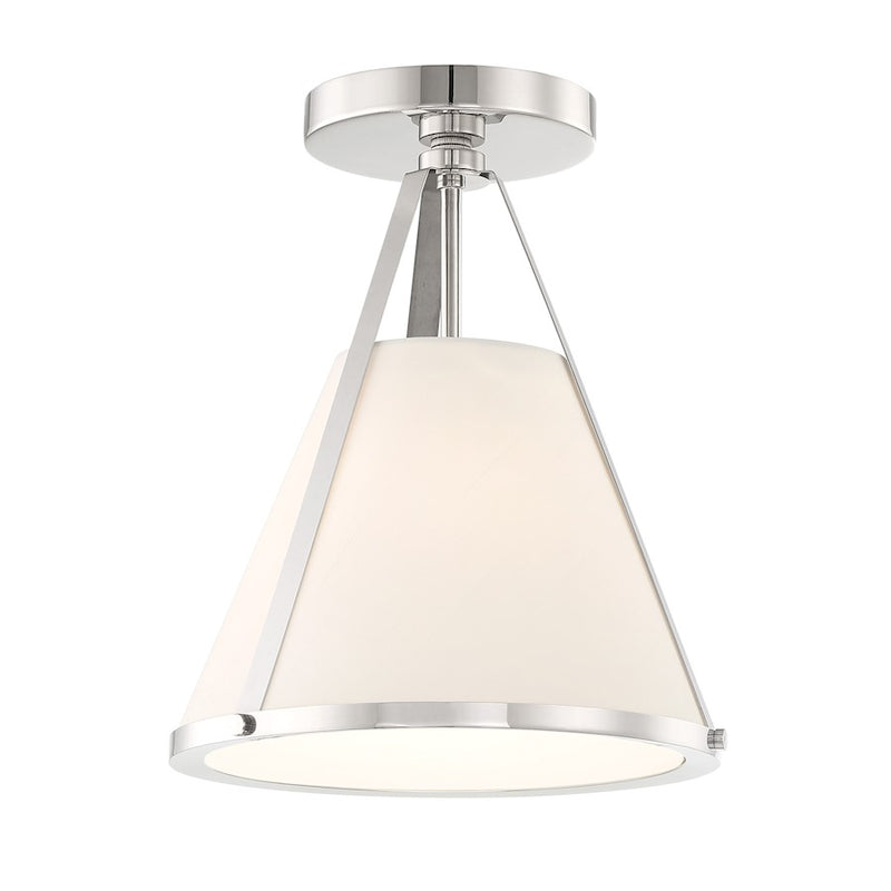 Crystorama Fulton 1 Light Flush/Semi Flush, Nickel/White