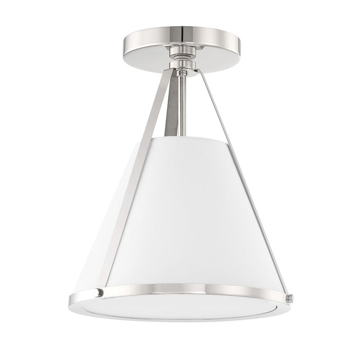 Crystorama Fulton 1 Light Flush/Semi Flush, Nickel/White