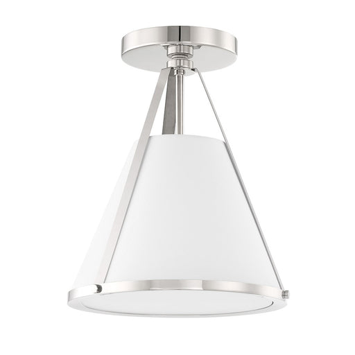 Crystorama Fulton 1 Light Semi Flush Mount, Nickel/White