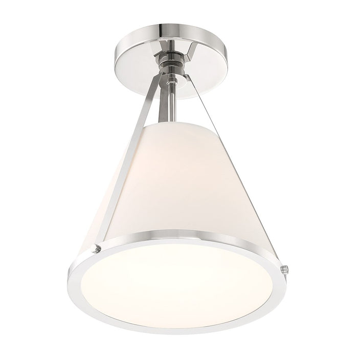 Crystorama Fulton 1 Light Flush/Semi Flush, Nickel/White