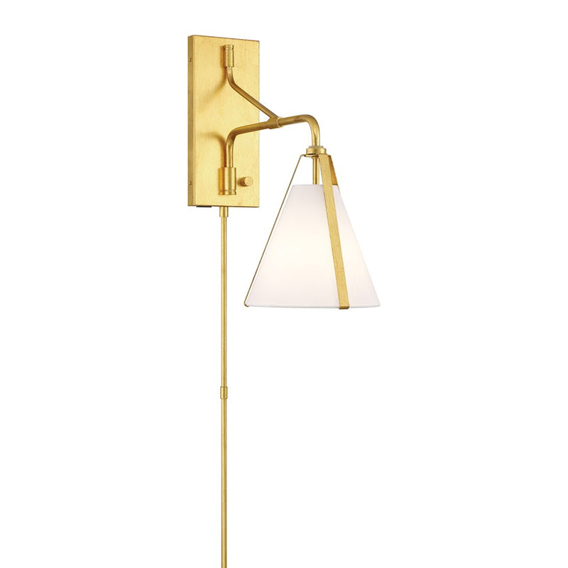 Crystorama Fulton 1 Light Task Sconce, Antique Gold/White