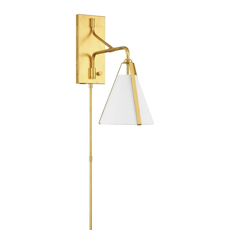 Crystorama Fulton 1 Light Task Sconce, Antique Gold/White