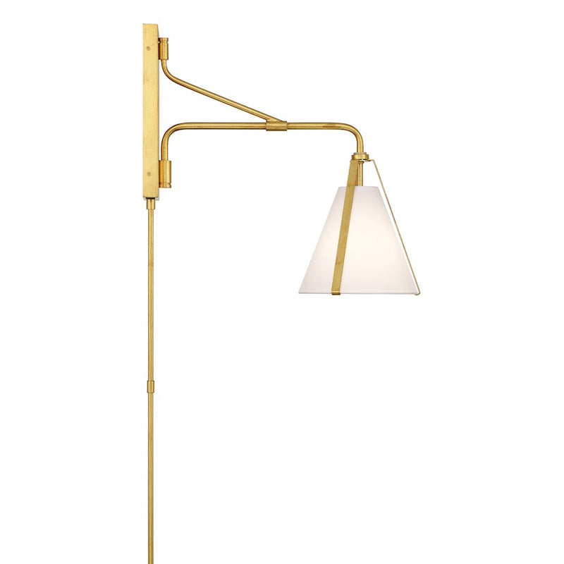Crystorama Fulton 1 Light Task Sconce, Antique Gold/White