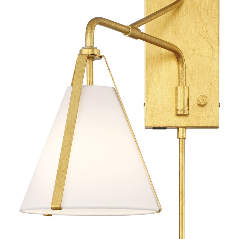 Crystorama Fulton 1 Light Task Sconce, Antique Gold/White