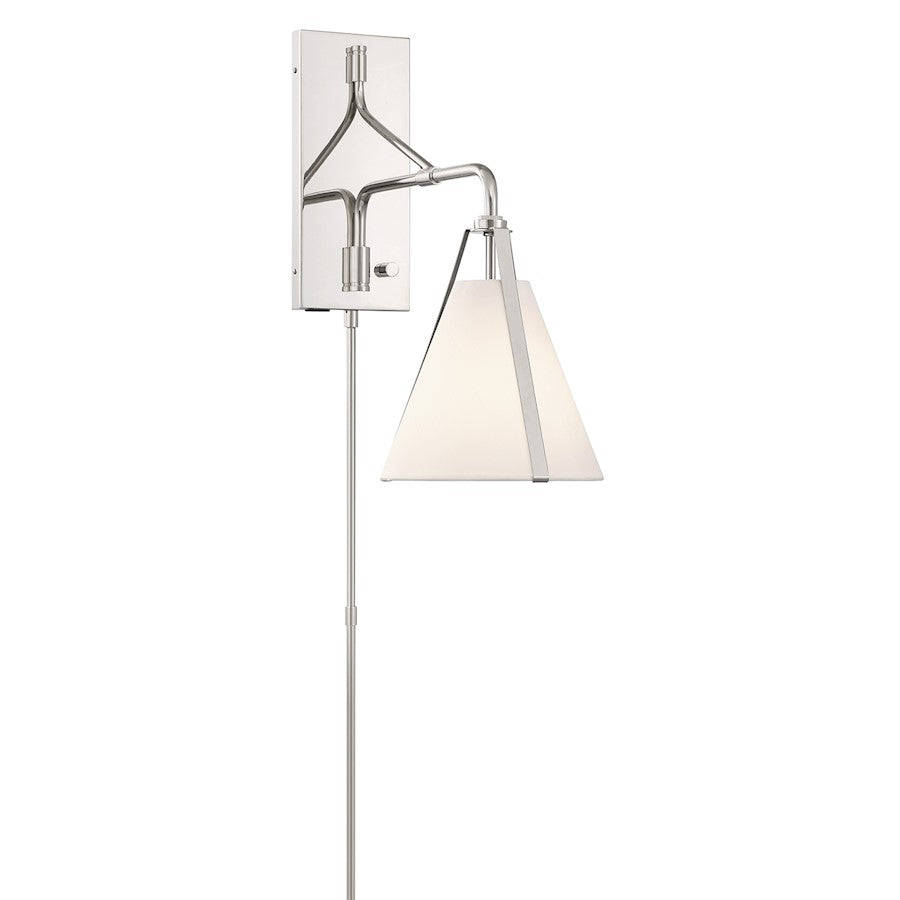 Crystorama Fulton 1 Light Task Sconce, Polished Nickel/White - FUL-901-PN