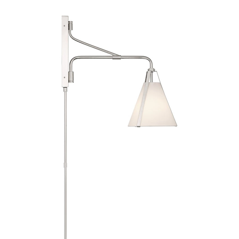Crystorama Fulton 1 Light Task Sconce, Polished Nickel/White