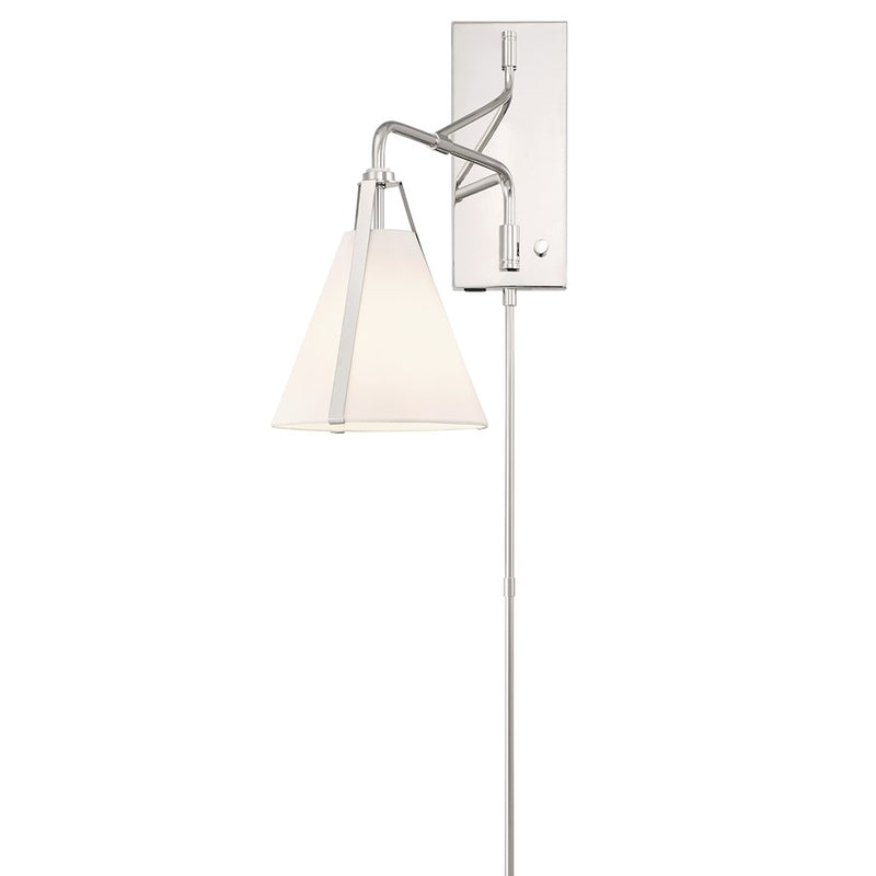 Crystorama Fulton 1 Light Task Sconce, Polished Nickel/White