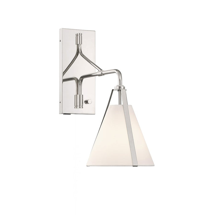 Crystorama Fulton 1 Light Task Sconce, Polished Nickel/White