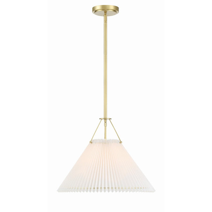 Crystorama Gamma 1 Light Pendant, Aged Brass/White