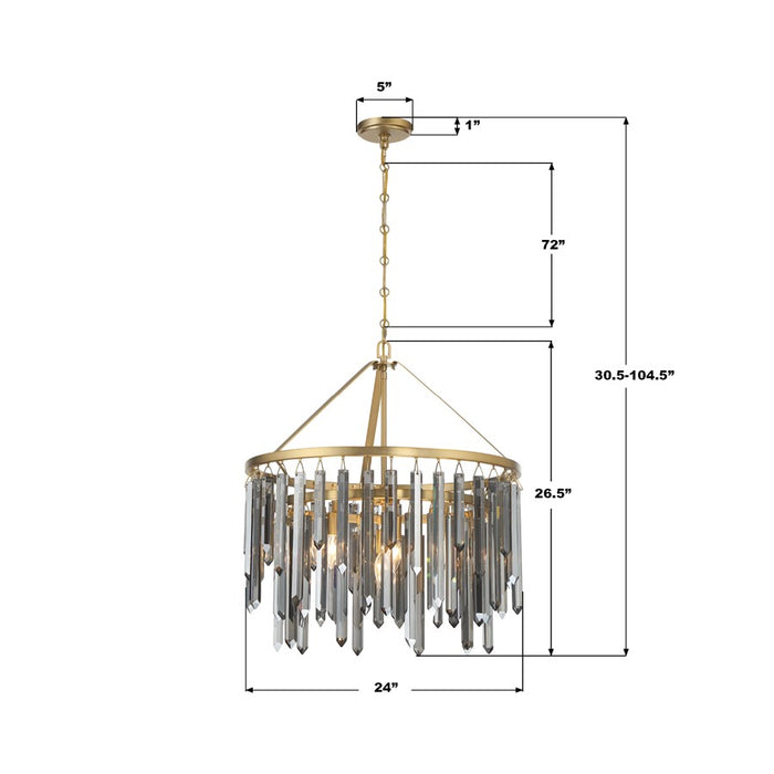 Crystorama Gemma 7 Light 24" Chandelier, Modern Gold/Silver