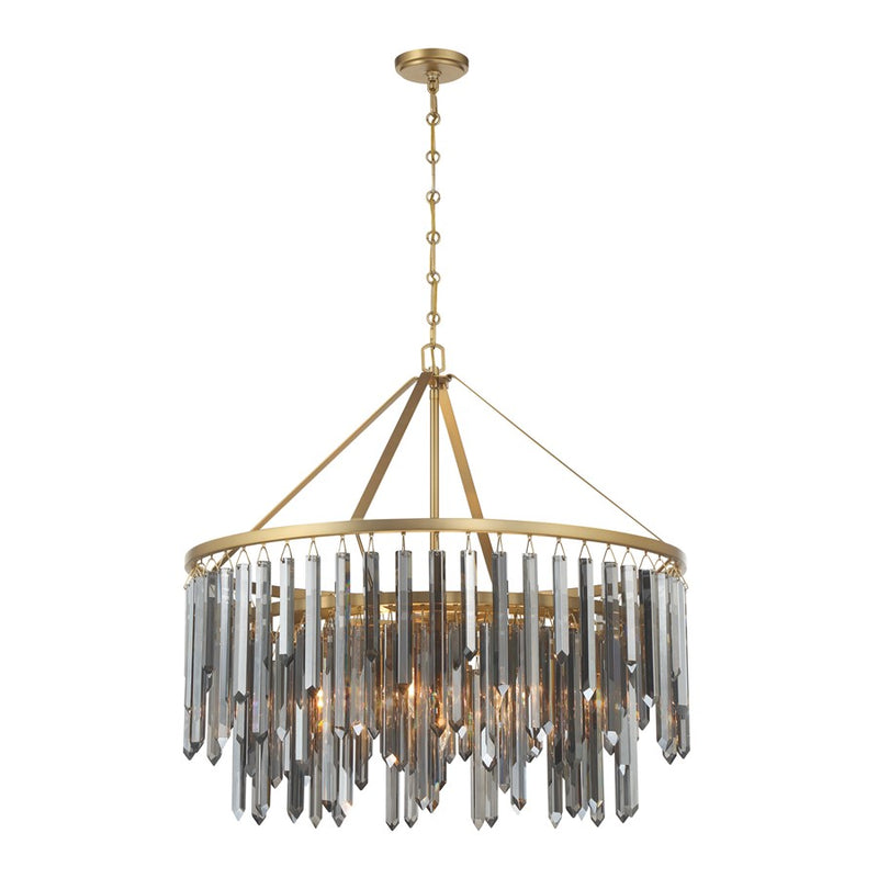 Crystorama Gemma 9 Light 32" Chandelier, Modern Gold/Silver