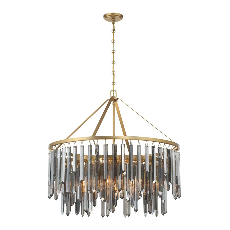 Crystorama Gemma 9 Light 32" Chandelier, Modern Gold/Silver - GEM-7005-MG-SS