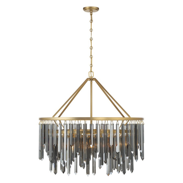 Crystorama Gemma 9 Light 32" Chandelier, Modern Gold/Silver