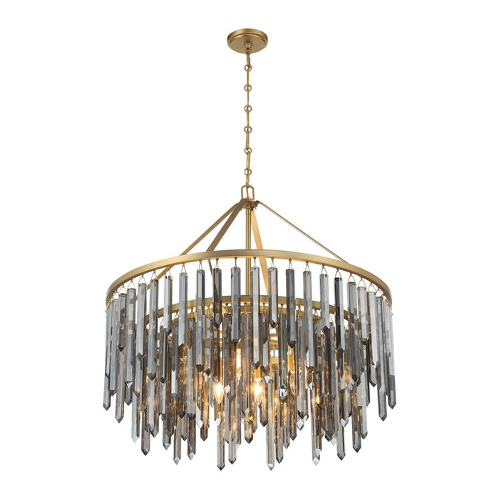 Crystorama Gemma 9 Light 32" Chandelier, Modern Gold/Silver