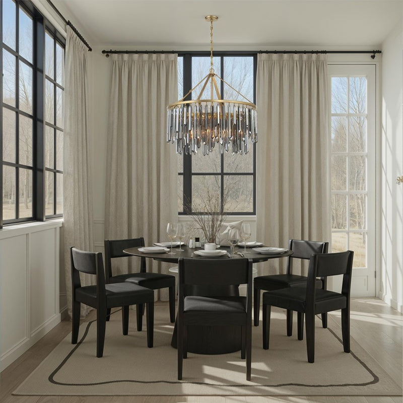 Crystorama Gemma 9 Light 32" Chandelier, Modern Gold/Silver