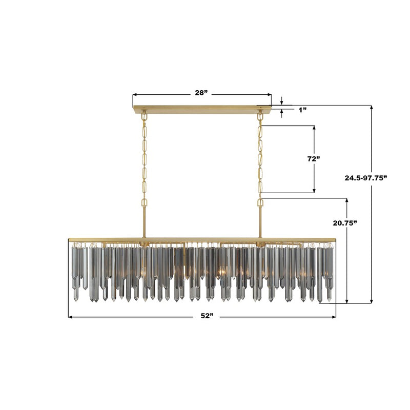Crystorama Gemma 6 Light 52" Chandelier, Modern Gold/Silver