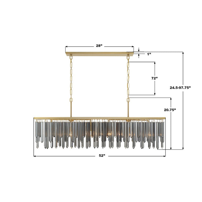 Crystorama Gemma 6 Light 52" Chandelier, Modern Gold/Silver