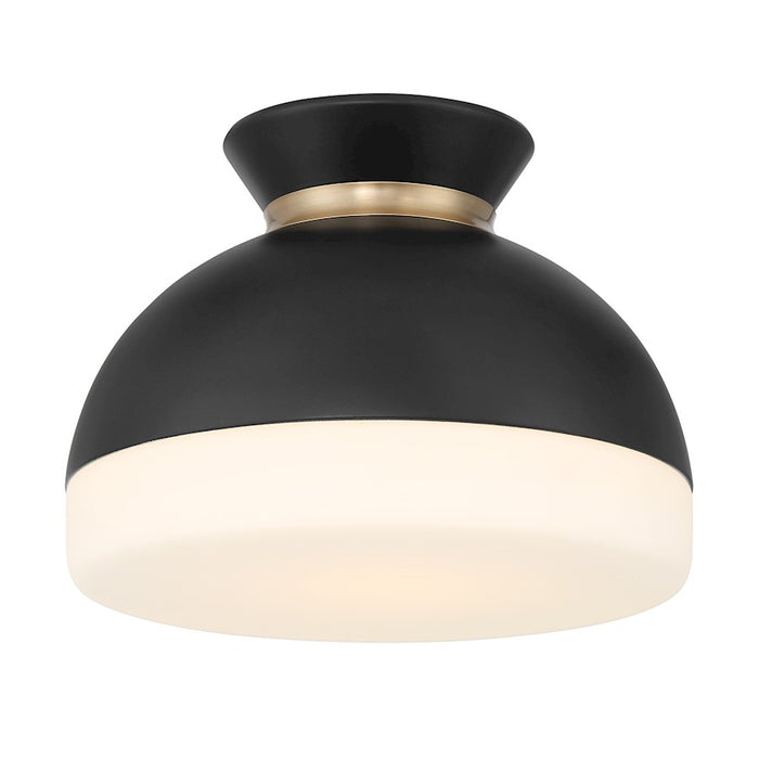 Crystorama Gidget 1 Light Flush Mount, Black/Gold/Etched Opal