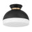 Crystorama Gidget 1 Light Flush Mount, Black/Gold/Etched Opal