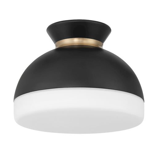 Crystorama Gidget 1 Light Flush Mount, Black/Gold/Etched Opal