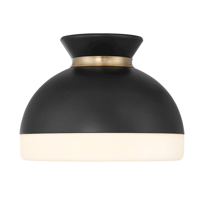 Crystorama Gidget 1 Light Flush Mount, Black/Gold/Etched Opal