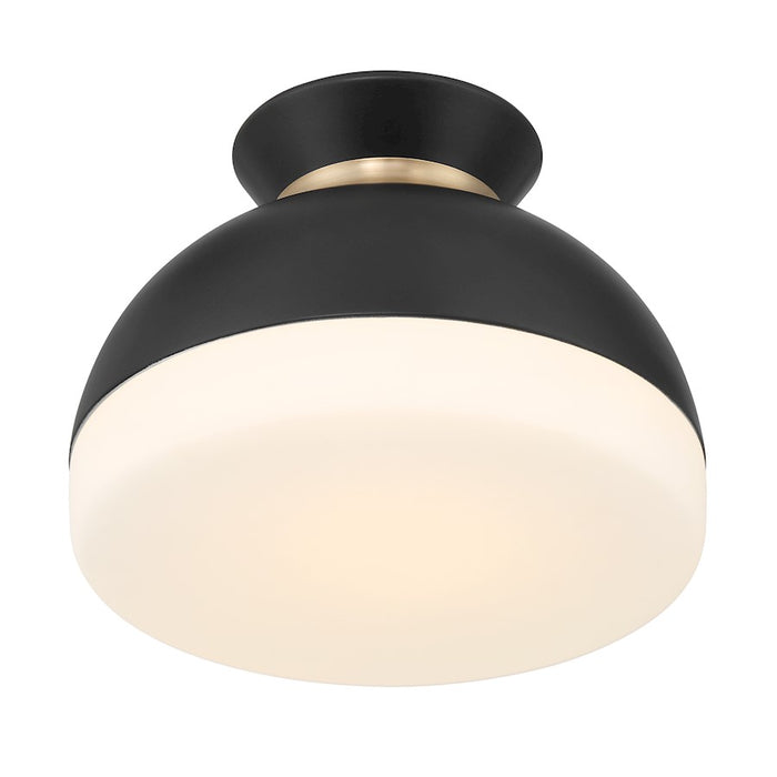 Crystorama Gidget 1 Light Flush Mount, Black/Gold/Etched Opal
