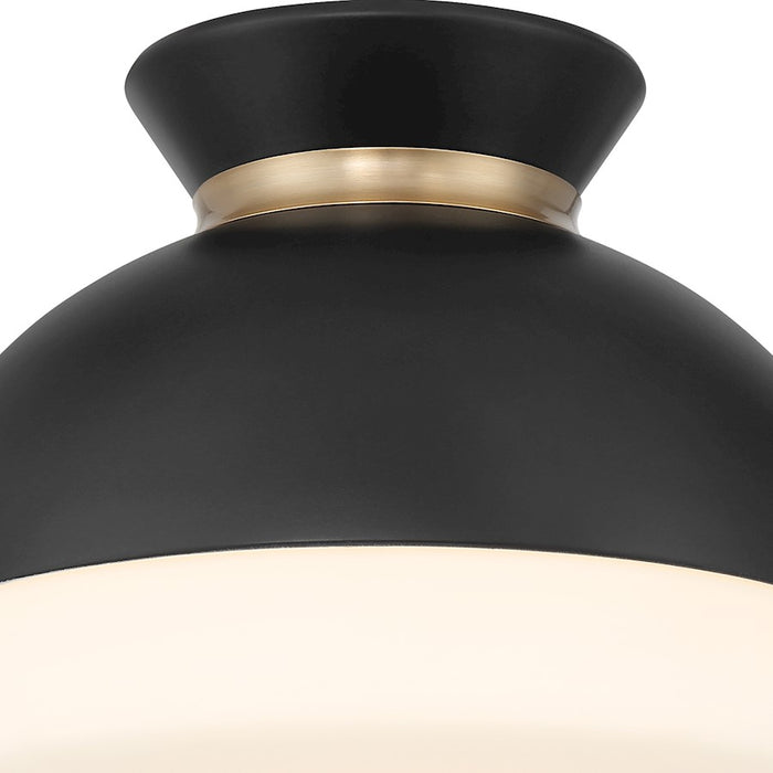 Crystorama Gidget 1 Light Flush Mount, Black/Gold/Etched Opal