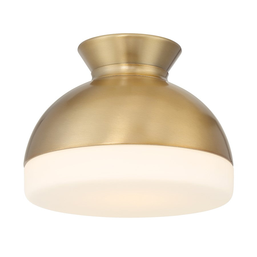 Crystorama Gidget 1 Light Flush Mount, Vibrant Gold/Etched Opal