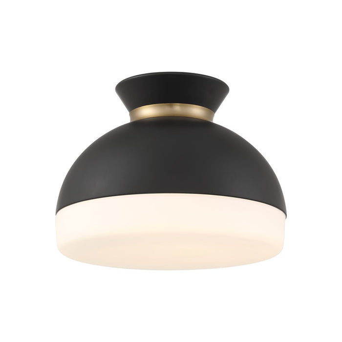 Crystorama Gidget 2Lt 15" Flush Mount, Black/Gold/Etched Opal