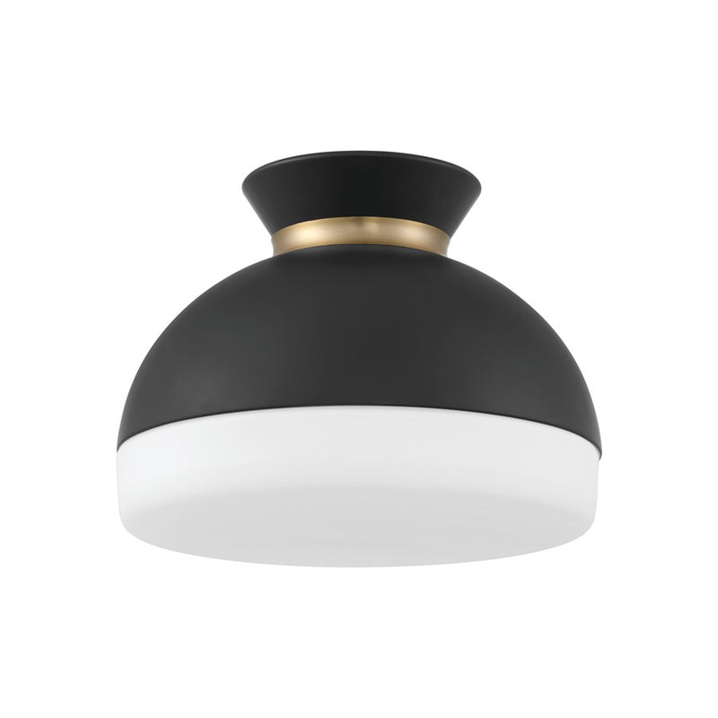 Crystorama Gidget 2Lt 15" Flush Mount, Black/Gold/Etched Opal
