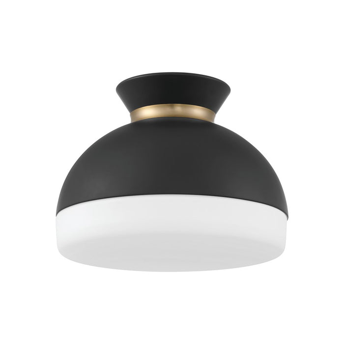 Crystorama Gidget 2Lt 15" Flush Mount, Black/Gold/Etched Opal