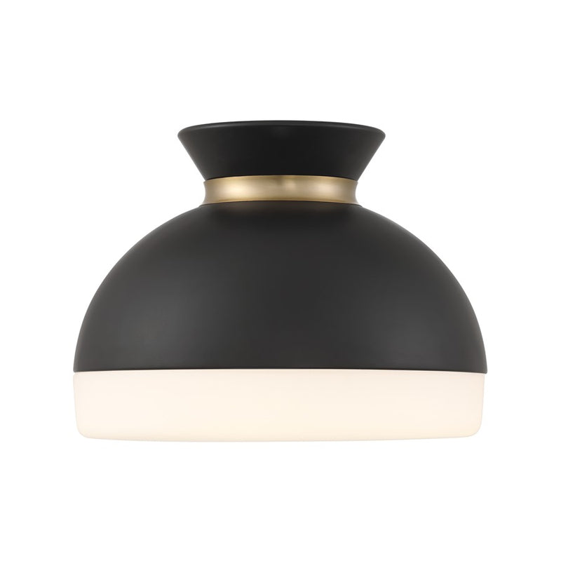Crystorama Gidget 2Lt 15" Flush Mount, Black/Gold/Etched Opal