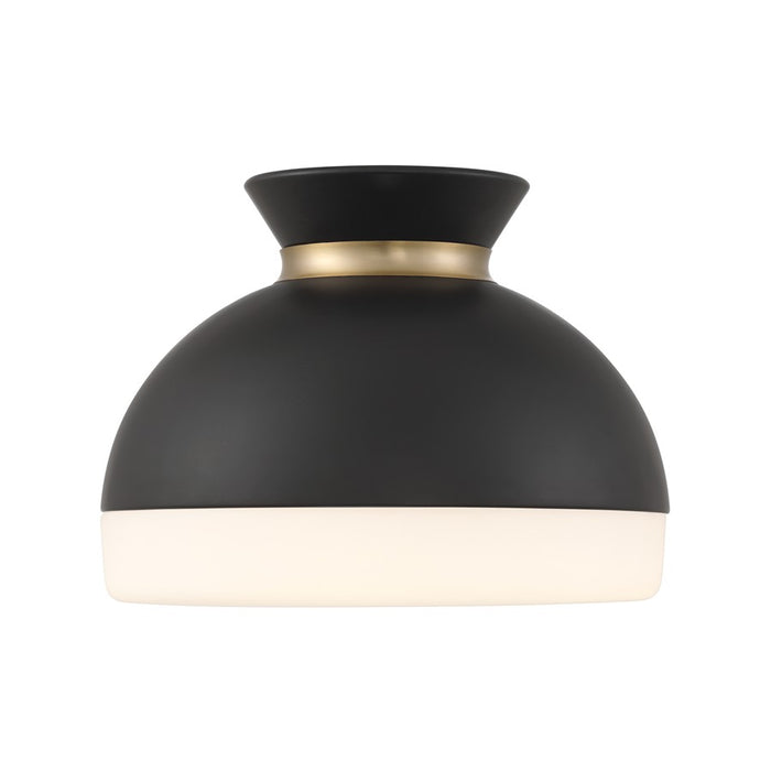 Crystorama Gidget 2Lt 15" Flush Mount, Black/Gold/Etched Opal