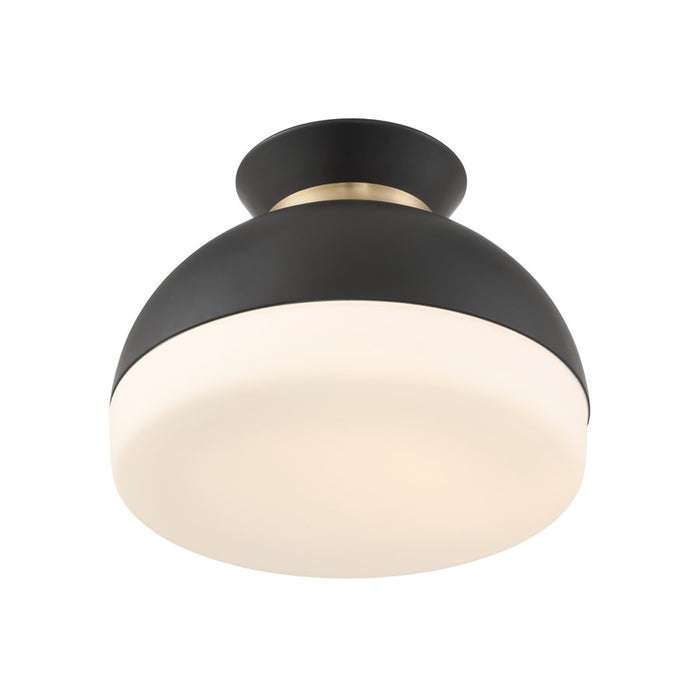 Crystorama Gidget 2Lt 15" Flush Mount, Black/Gold/Etched Opal