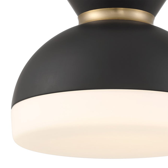 Crystorama Gidget 2Lt 15" Flush Mount, Black/Gold/Etched Opal