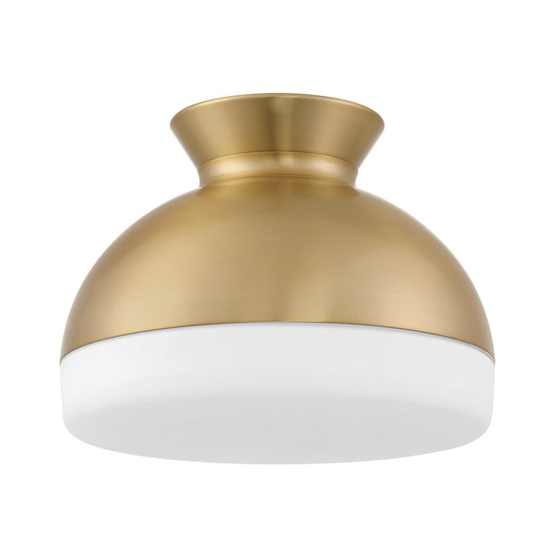 Crystorama Gidget 2Lt 15" Flush Mount, Vibrant Gold/Etched Opal