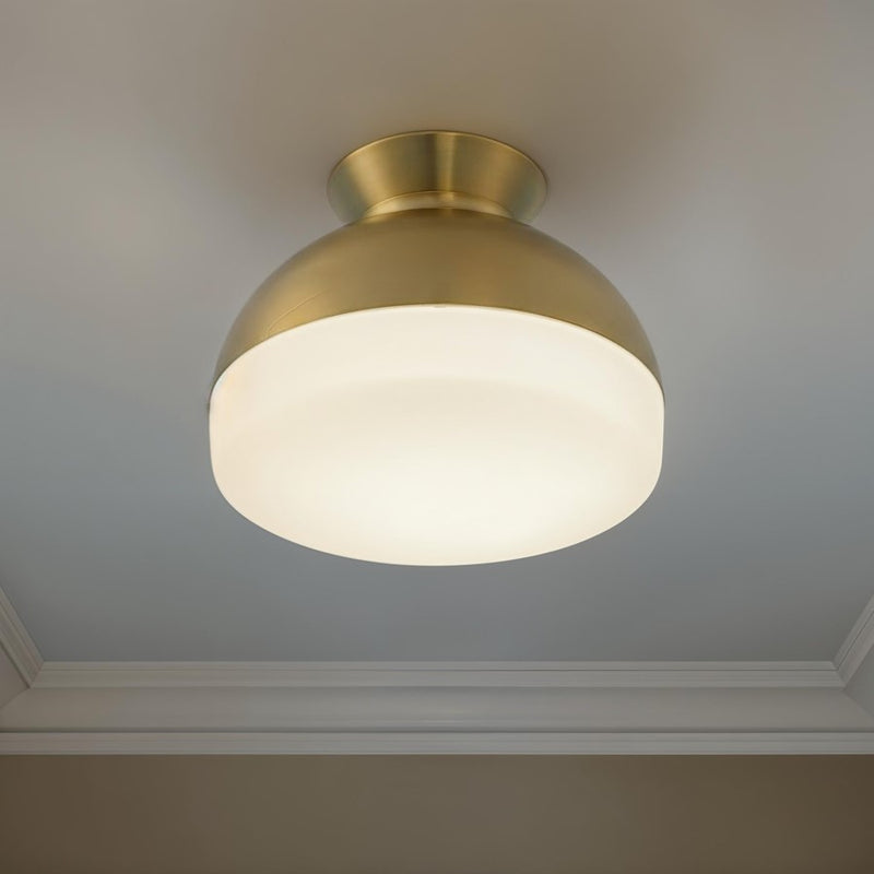 Crystorama Gidget 2Lt 15" Flush Mount, Vibrant Gold/Etched Opal